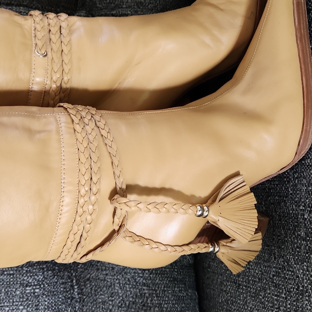 Versace Calfskin High Boots with Braided Ankle Ties 35 - Picture 3 of 16